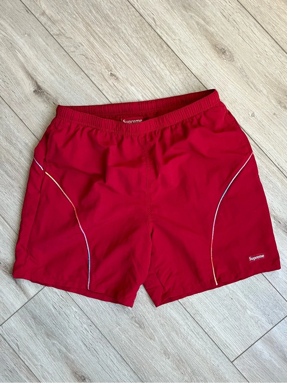 Supreme | Swim | Supreme Gradient Piping Water Shorts Red | Poshmark